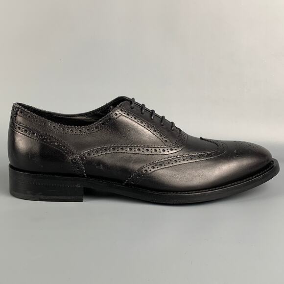 PAUL SMITH Size 9 Black Perforated Leather Wingtip Lace Up Shoes - Picture 1 of 8